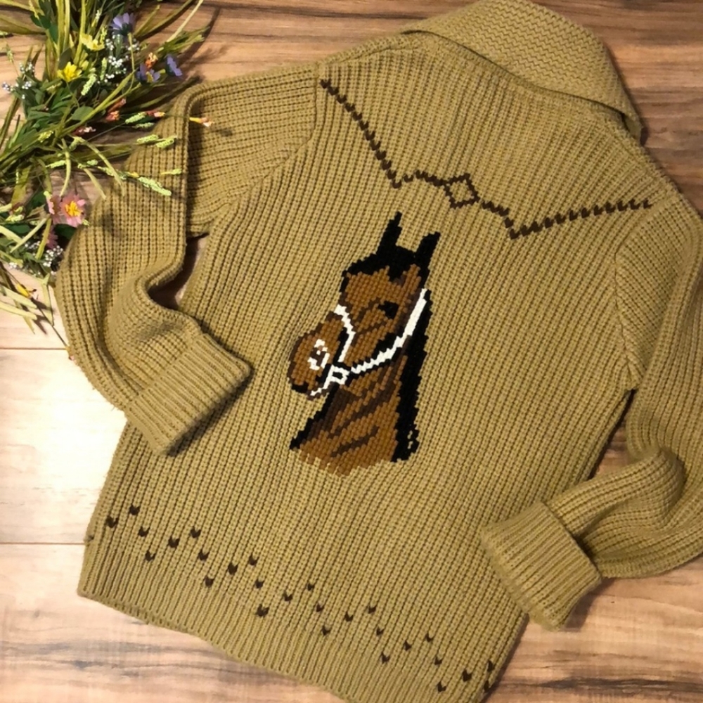 Vintage Miller Western Wear Horse Cardigan Med